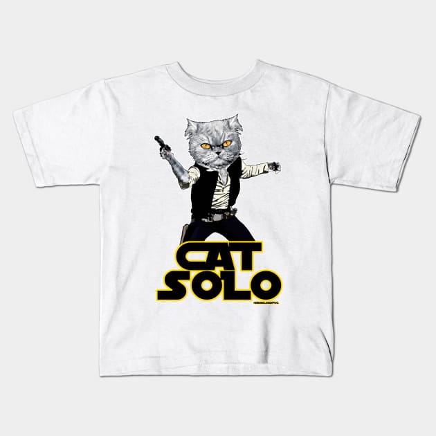 CAT SOLO Kids T-Shirt by darklordpug